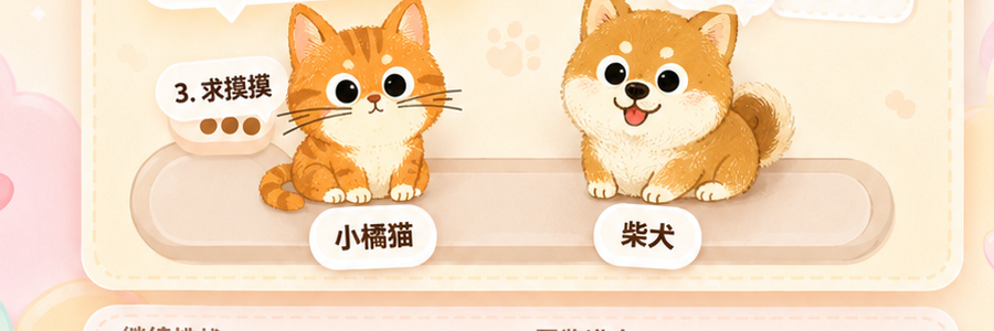 固定的小橘猫和柴犬
